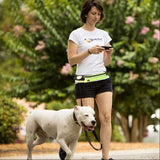 Hands-Free Dog Leash Running Belt – Bungee Leash Waist Belt with Phone Pocket, Treat Pouch & Water Bottle Holder
