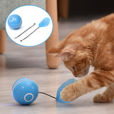 Colorful LED Laser Automatic Ball – USB Rechargeable Interactive Cat Toy with Feather & Bell