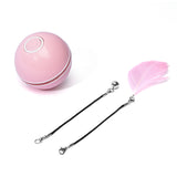 Colorful LED Laser Automatic Ball – USB Rechargeable Interactive Cat Toy with Feather & Bell