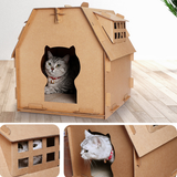 DIY Cardboard Cat House – Cat-Ear Entrance, Scratch Pad Floor & Ventilation Windows