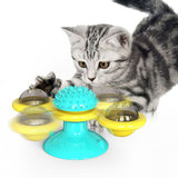 Spinning Windmill Cat Toy – Interactive Suction Cup Toy with Teeth Cleaning & Catnip Ball