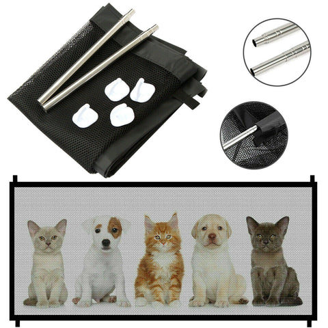 Retractable Mesh Pet Safety Gate – No-Drill Portable Barrier for Doorways, Stairs & Hallways