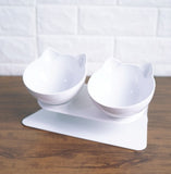 Tilted Cat Ear Pet Bowl — Angled Transparent Single Food Bowl for Cats & Dogs