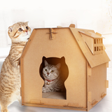 DIY Cardboard Cat House – Cat-Ear Entrance, Scratch Pad Floor & Ventilation Windows