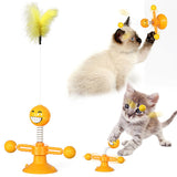 Spinning Windmill Cat Toy – Interactive Suction Cup Toy with Teeth Cleaning & Catnip Ball