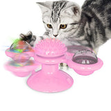 Spinning Windmill Cat Toy – Interactive Suction Cup Toy with Teeth Cleaning & Catnip Ball