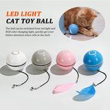 Colorful LED Laser Automatic Ball – USB Rechargeable Interactive Cat Toy with Feather & Bell