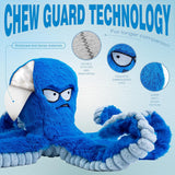 Octopus Plush Dog Toy – Squeaky Head, Crinkle Tentacles & Tug-of-War for Large Dogs