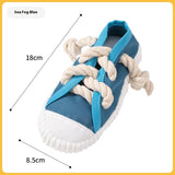 Sneaker & Slipper Squeaky Dog Chew Toy – Rope Lace Molar Toy to Save Your Real Shoes