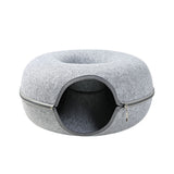Donut Felt Cat Tunnel Nest – 2-in-1 Zipper Ring Tunnel & Open Nest Bed
