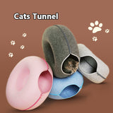 Donut Felt Cat Tunnel Nest – 2-in-1 Zipper Ring Tunnel & Open Nest Bed
