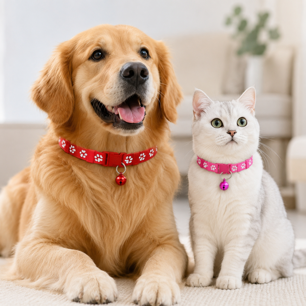 Pet Bell Collar with Adjustable Band – Cat & Dog Neck Strap in 6 Colors