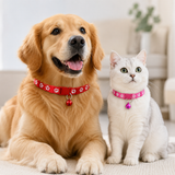 Pet Bell Collar with Adjustable Band – Cat & Dog Neck Strap in 6 Colors