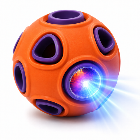 Luminous Squeaky Dog Toy Ball – Glowing Light-Up Rubber Ball with Sound