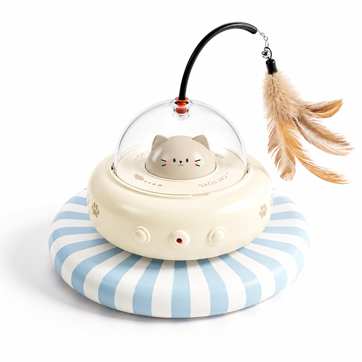 Electric UFO Cat Teaser Wand – USB Rechargeable with Bell & Replaceable Feather