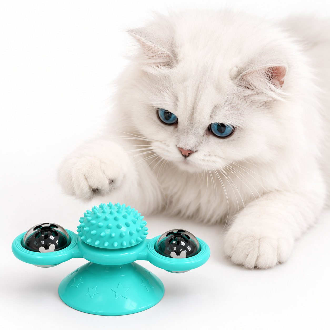 Suction Cup Windmill Cat Toy – Spinning Ball & Multi-Sensory Interactive Toy for Cats