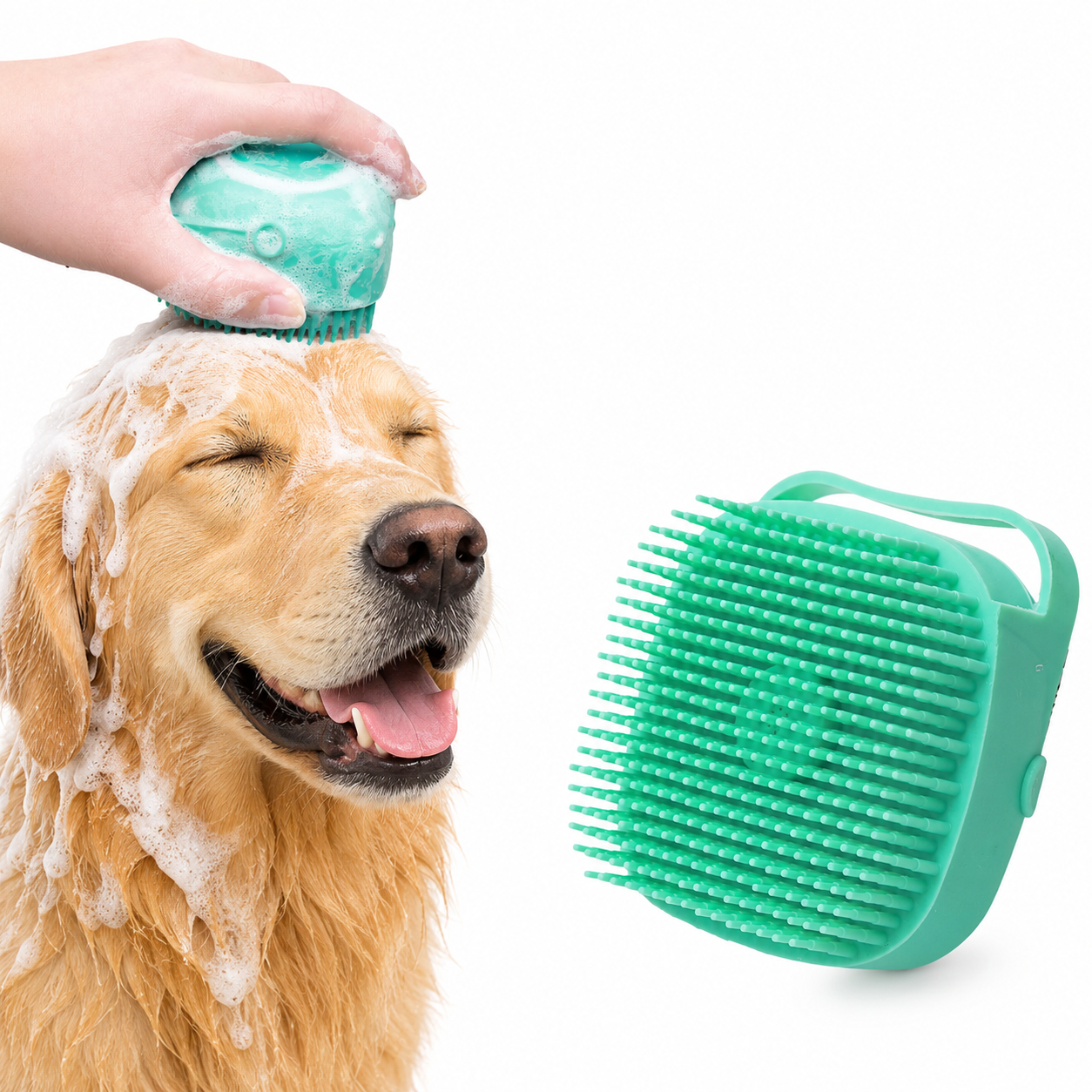 Silicone Pet Shampoo Brush | 2-in-1 Soap Dispensing Massage Scrubber for Dogs & Cats