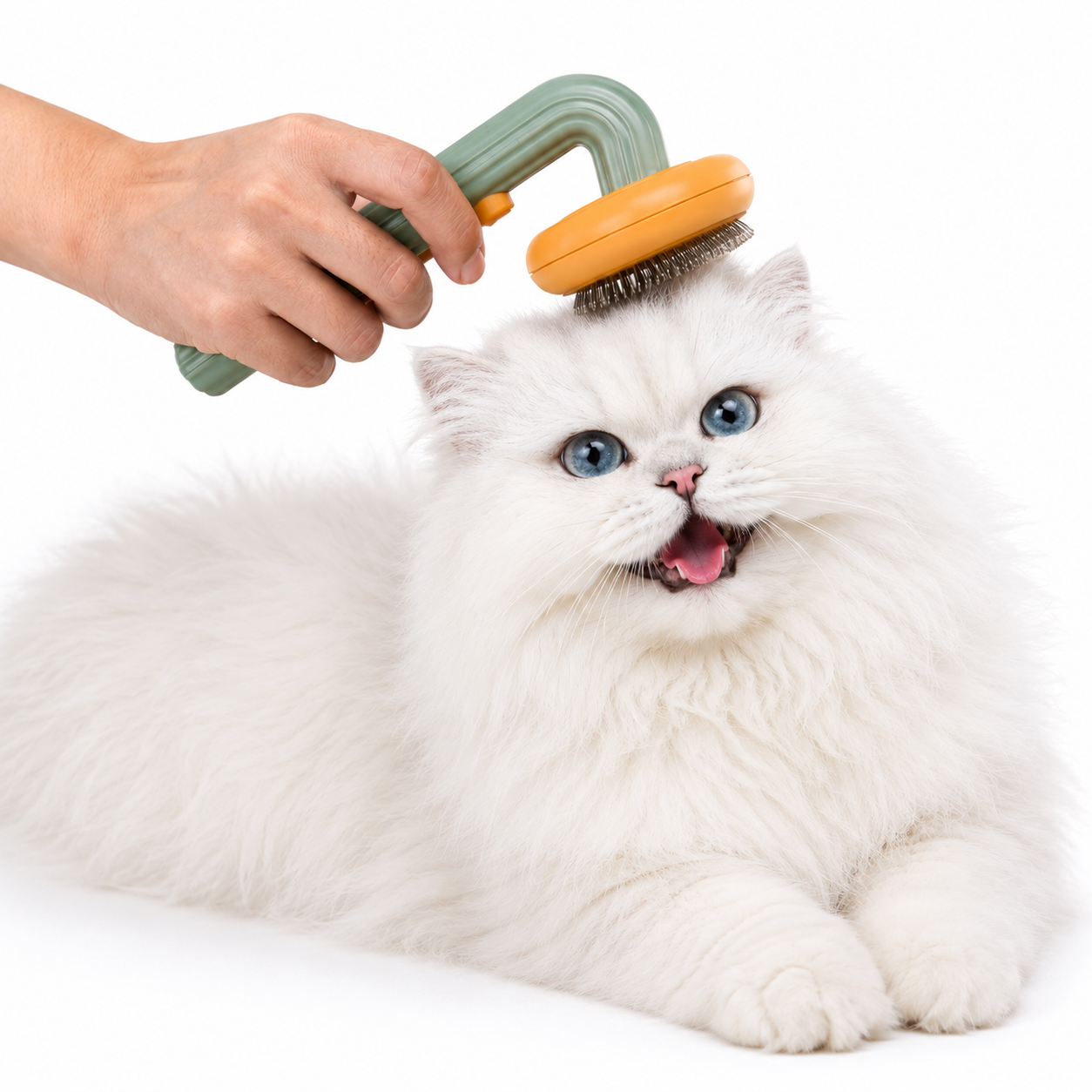 Self-Cleaning Pumpkin Slicker Brush | Fine Bent Wire Pet Grooming Brush for Dogs & Cats