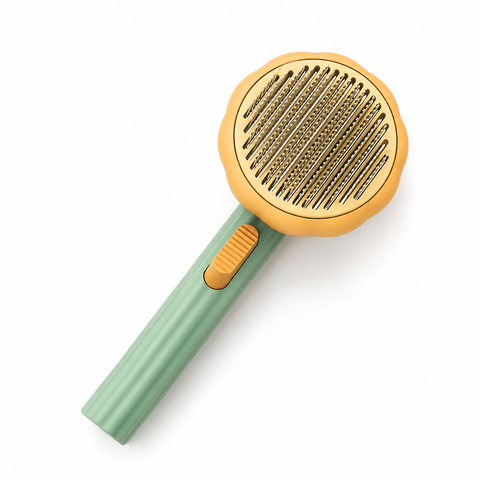 Self-Cleaning Pumpkin Slicker Brush | Fine Bent Wire Pet Grooming Brush for Dogs & Cats