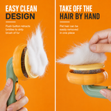 Self-Cleaning Pumpkin Slicker Brush | Fine Bent Wire Pet Grooming Brush for Dogs & Cats