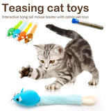 Long-Tail Plush Mouse Cat Toy – Interactive Teaser with Catnip Vial Included