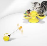 Spinning Windmill Cat Toy – Interactive Suction Cup Toy with Teeth Cleaning & Catnip Ball