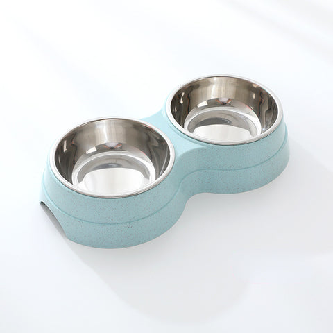 Double Stainless Steel Pet Bowl Set – Removable Food & Water Bowls with Non-Slip Base for Cats & Dogs