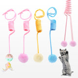 Suction Cup Spring Cat Toy – Self-Play Plush Ball & Bell Badminton Teaser