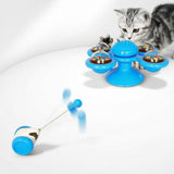 Spinning Windmill Cat Toy – Interactive Suction Cup Toy with Teeth Cleaning & Catnip Ball