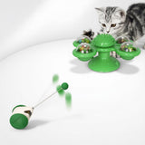 Spinning Windmill Cat Toy – Interactive Suction Cup Toy with Teeth Cleaning & Catnip Ball