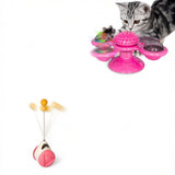 Spinning Windmill Cat Toy – Interactive Suction Cup Toy with Teeth Cleaning & Catnip Ball