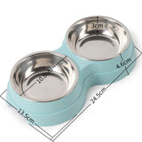Double Stainless Steel Pet Bowl Set – Removable Food & Water Bowls with Non-Slip Base for Cats & Dogs