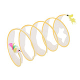 S-Shape Collapsible Cat Tunnel – Spring Steel Frame, Crinkle Fabric & Feather/Sisal Toy Attachments