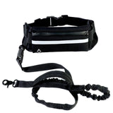 Hands-Free Dog Leash Running Belt – Bungee Leash Waist Belt with Phone Pocket, Treat Pouch & Water Bottle Holder