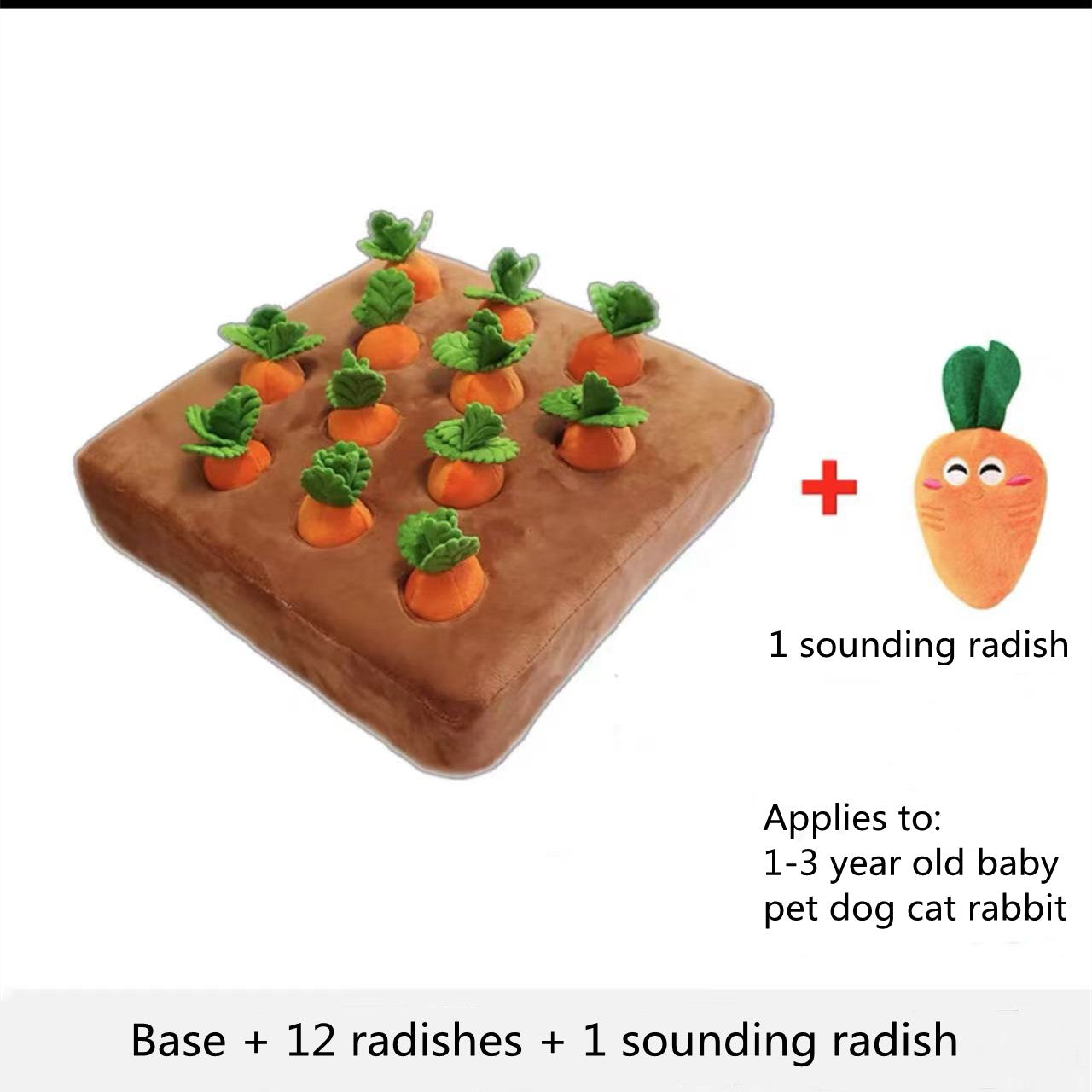 Carrot Plush Snuffle Mat – Interactive Pull-Out Vegetable Field Toy for Dogs & Cats