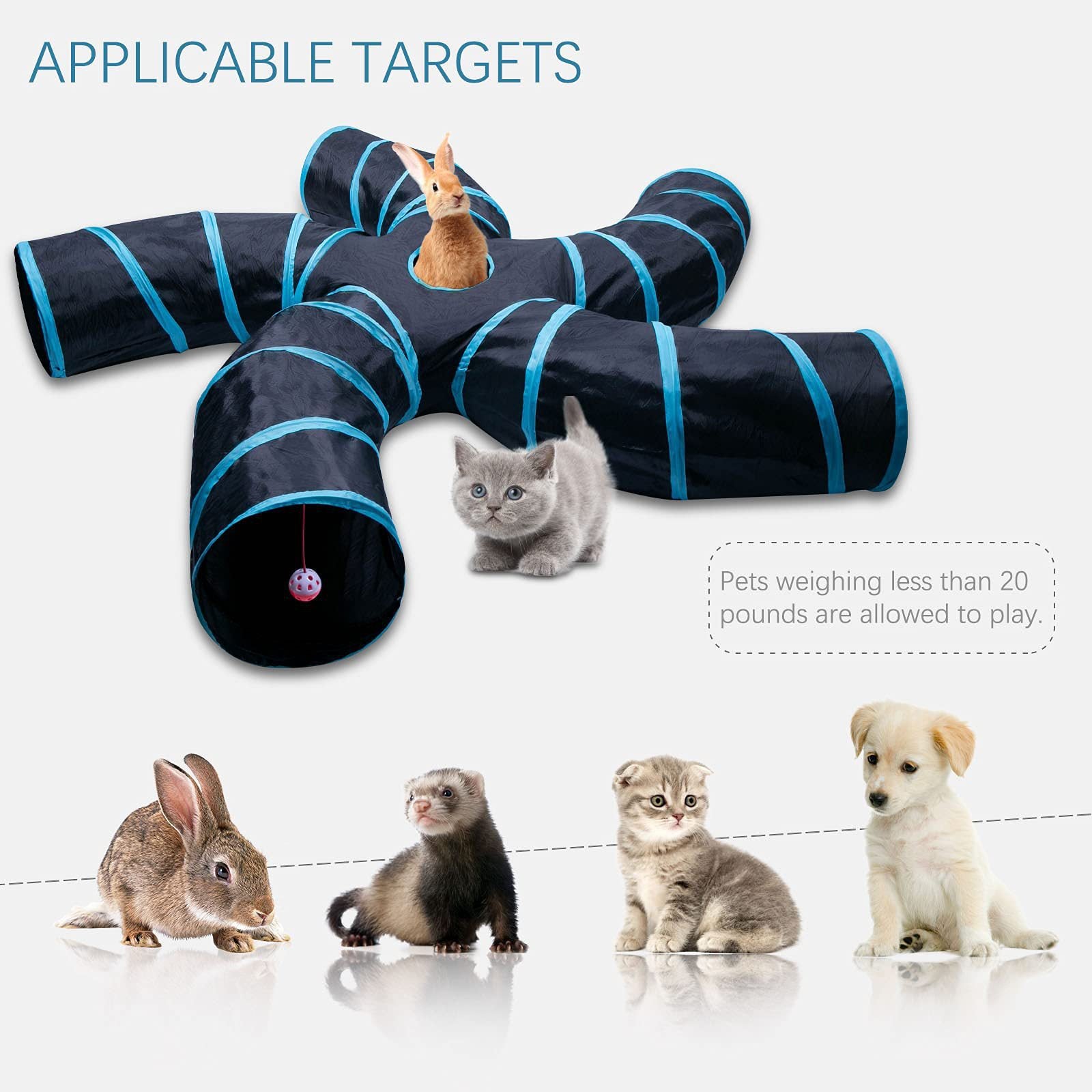 Multi-Channel Collapsible Pet Tunnel – 3-Channel Tree Hole or 5-Channel Star Design for Cats & Small Pets