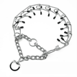 Chrome Pinch Dog Training Collar – Choke Chain with Rubber-Tipped Guardian | Sizes S–XL
