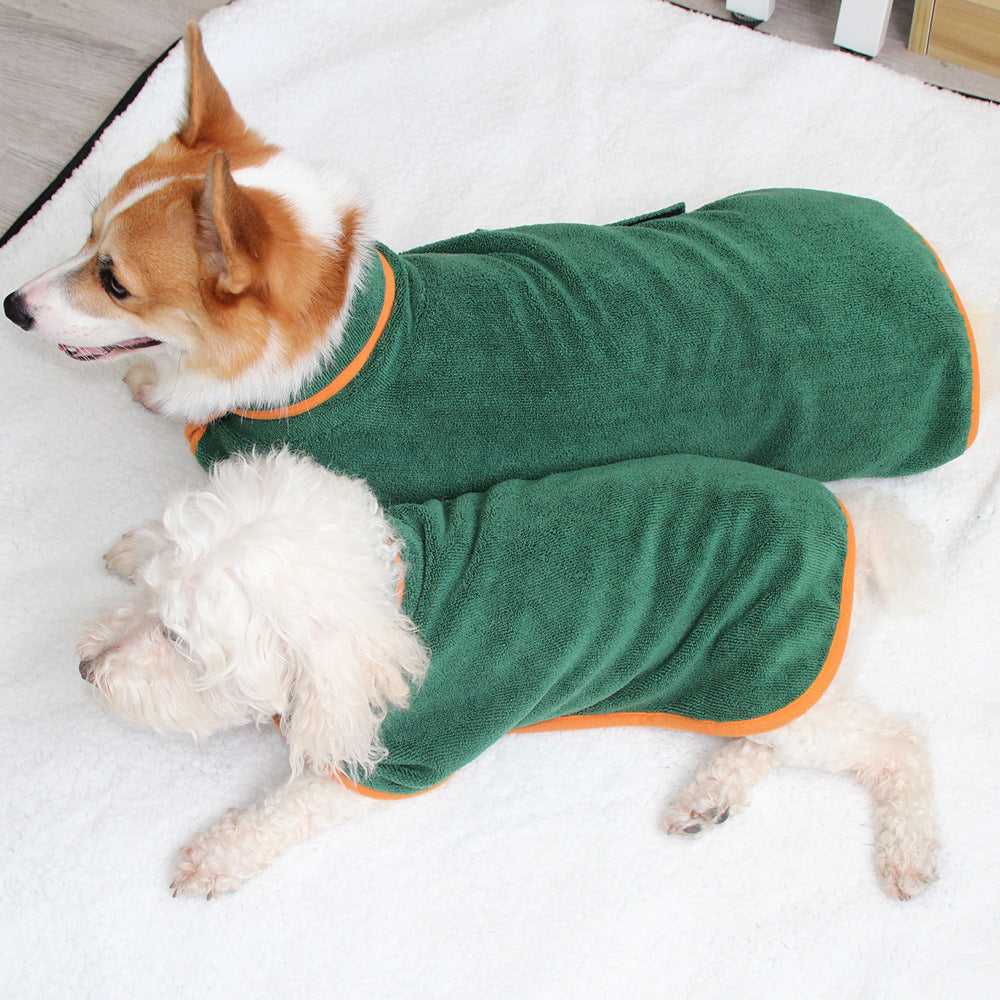 Super Absorbent Microfiber Pet Bathrobe | Quick-Dry Dog Drying Coat with Adjustable Straps