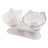 Tilted Cat Ear Pet Bowl — Angled Transparent Single Food Bowl for Cats & Dogs
