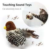 Electric Chirping Bird Cat Toy – Motion-Activated Plush Bird with Real Bird Sounds & Feathers