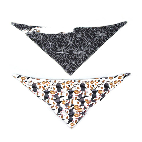 Pet Halloween Bandana Bib – Double-Sided Drool Towel for Cats & Dogs | 4 Spooky Designs
