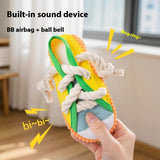 Sneaker & Slipper Squeaky Dog Chew Toy – Rope Lace Molar Toy to Save Your Real Shoes