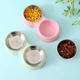 Double Stainless Steel Pet Bowl Set – Removable Food & Water Bowls with Non-Slip Base for Cats & Dogs