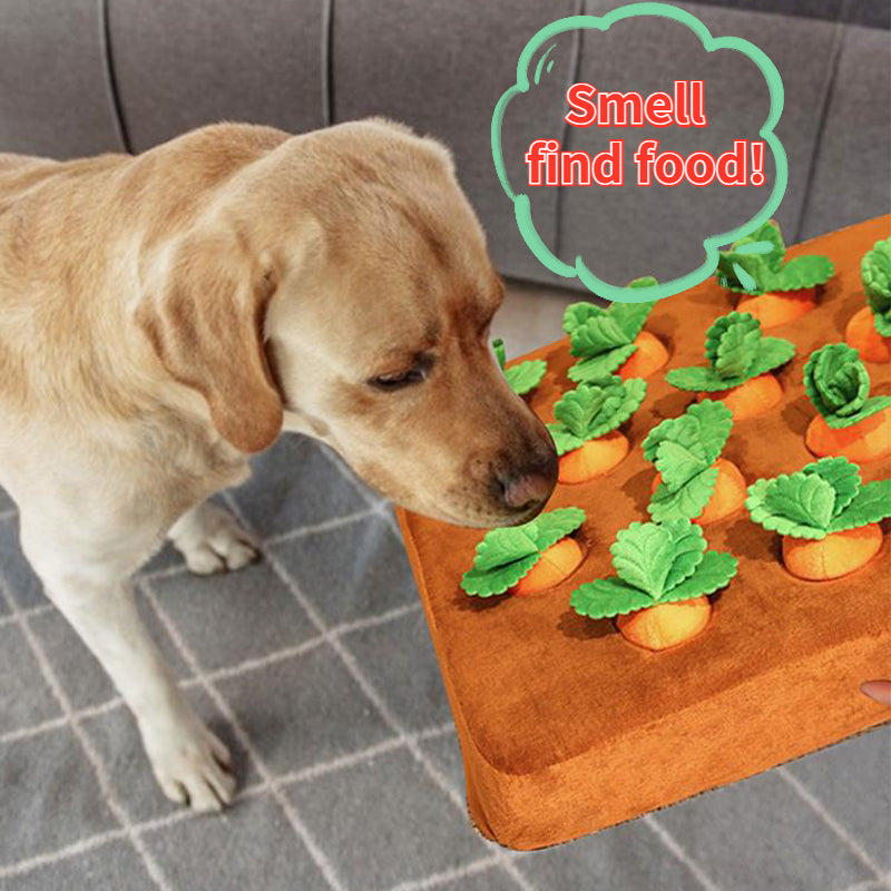 Carrot Plush Snuffle Mat – Interactive Pull-Out Vegetable Field Toy for Dogs & Cats