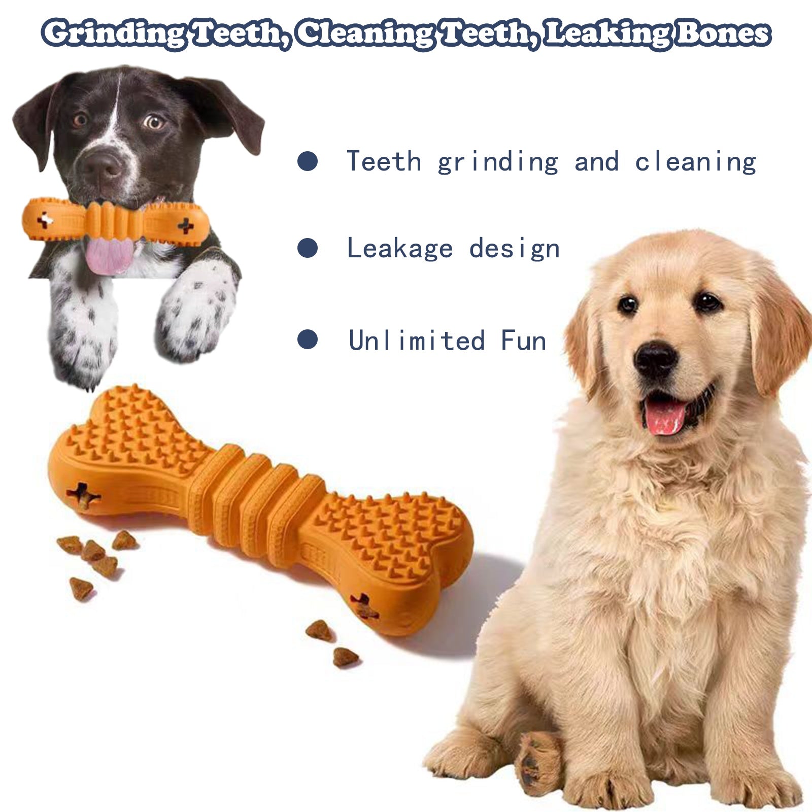 Rubber Chew Bone Dog Toy – Treat-Dispensing Dental Stick with Spike Texture for Teeth Cleaning