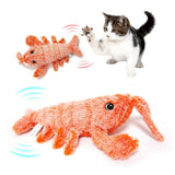 Electric Jumping Shrimp Cat Toy – USB Rechargeable Wiggling Lobster Plush with 3 Tail Swing Modes