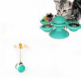 Spinning Windmill Cat Toy – Interactive Suction Cup Toy with Teeth Cleaning & Catnip Ball