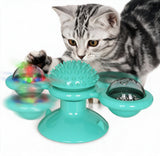 Spinning Windmill Cat Toy – Interactive Suction Cup Toy with Teeth Cleaning & Catnip Ball